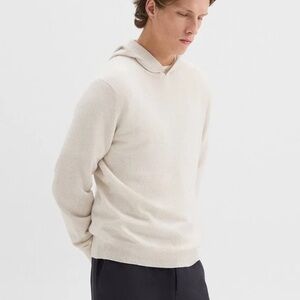 NWT Theory men’s cashmere hilles hood sweater natural melange